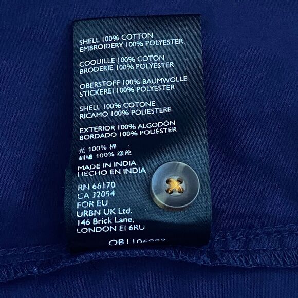 Maeve Sonja Anthropologie Top Blouse Size 4 Blue Embroidery Puffed Sleeves - Picture 10 of 10